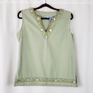 Jane Ashley Green Sleeveless Blouse